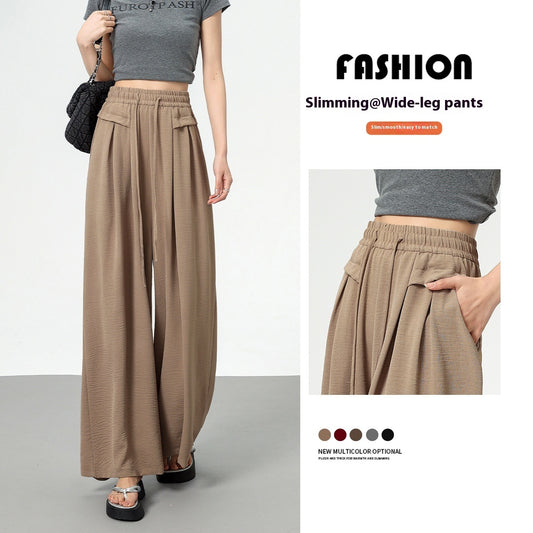 Texture Ice Silk Wide-leg Pants - D&A