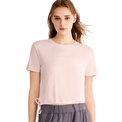 Loose Sports Top Drawstring At Hem Commuter T-shirt - D&A