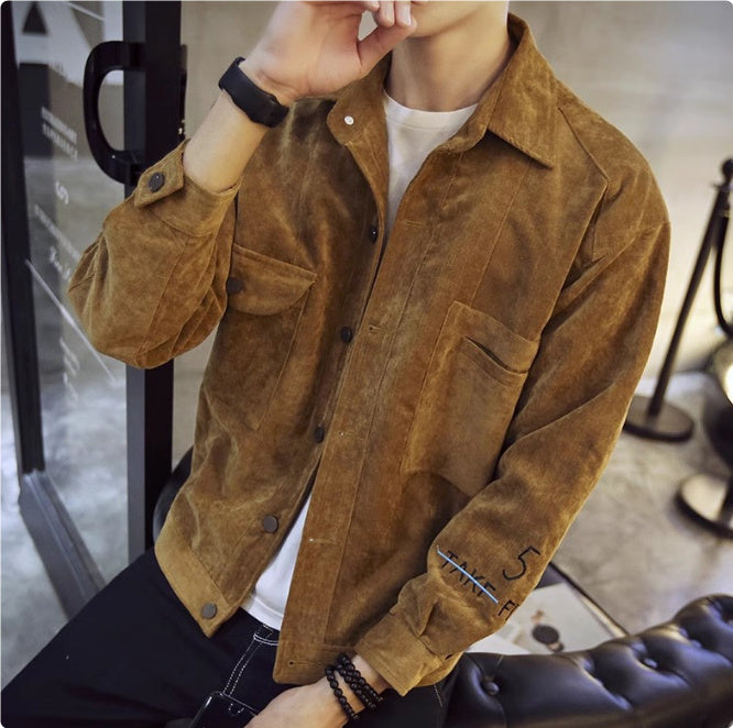 Jackets Men Single Breasted Pockets Leisure Slim Solid Simple Khaki - D&A