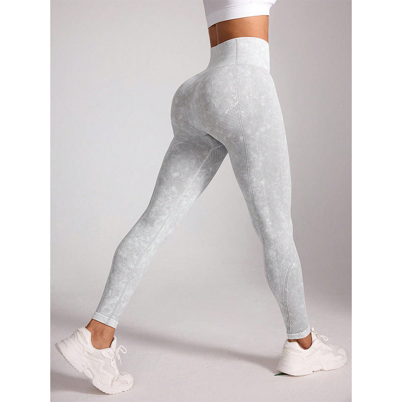 Chemical Fiber High Waist Long Yoga Pants Female Light Gray - D&A