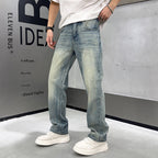 Men's Loose Elastic Casual Light Blue Jeans - D&A