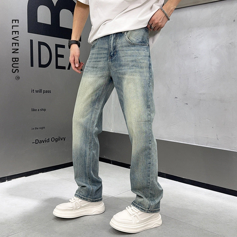 Men's Loose Elastic Casual Light Blue Jeans - D&A