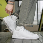 Flat Bottom Comfort Board Korean Leather Casual Sneakers - D&A