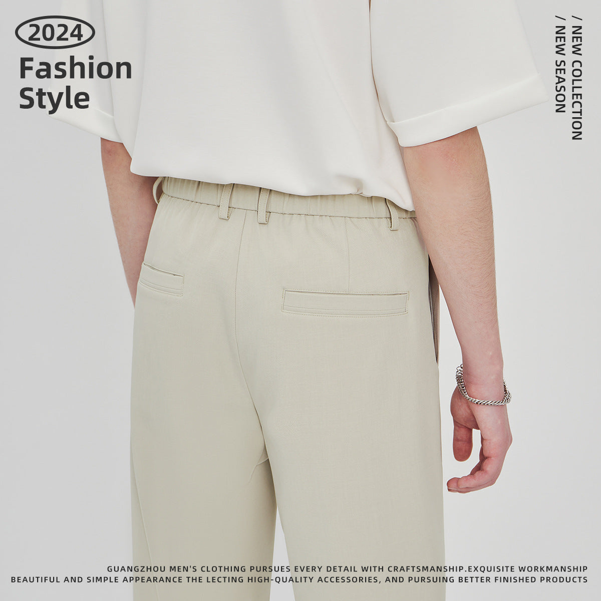 Anti-Wrinkle Woven Casual Loose Straight Drooping Suit Pants - D&A