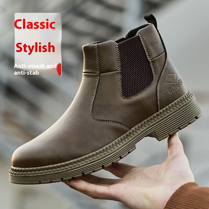 Men's High-top Labor Protection Shoes Brown - D&A