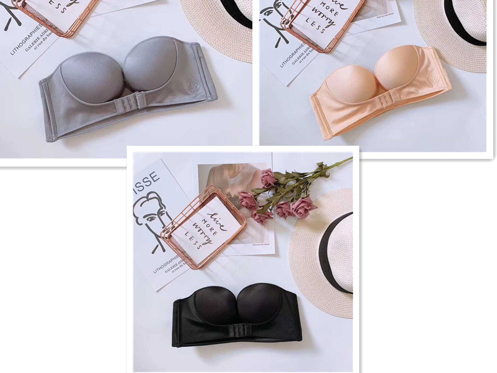 Anti-Glare One-Piece Bra Gathered Up Strapless Bra 40or90AB - D&A