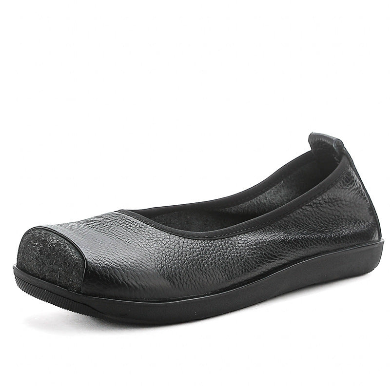 First Layer Cow Autumn Leather Shoes Flat Heel Comfort - D&A