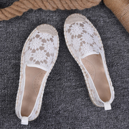 Thin Pumps Linen Fisherman Shoes For Women SUNFLOWER White - D&A