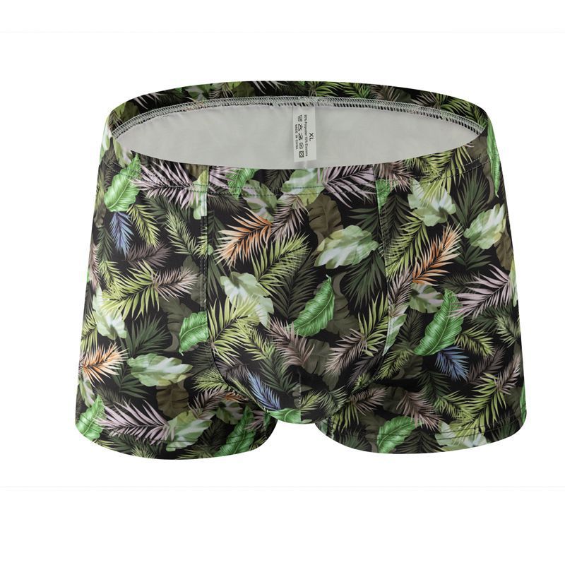 Printed Milk Silk Comfortable Breathable Multi-color Rose Boxers Leaves 043 - D&A