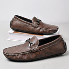 Genuine Leather All-match Men's Slip-on Gommino Dark Brown - D&A