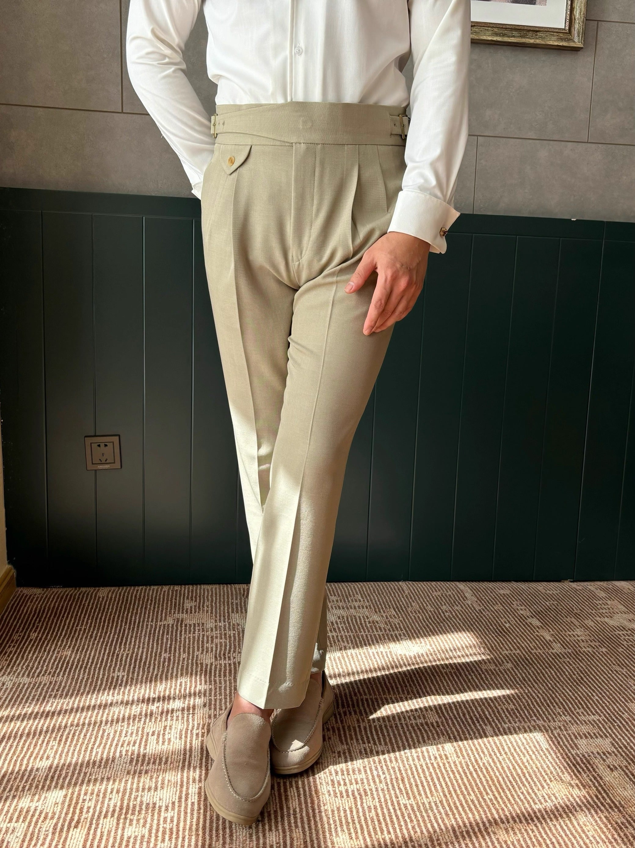 High Waist Gurkha Trousers Khaki - D&A