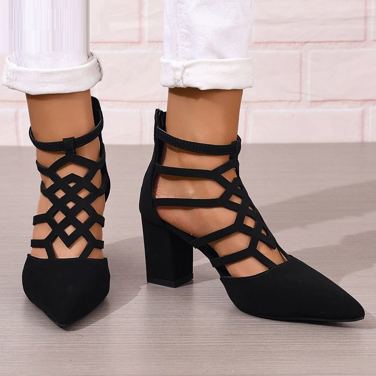 Fashion High Heel Professional Pointed-toe Hollowed High Heel Sandals - D&A