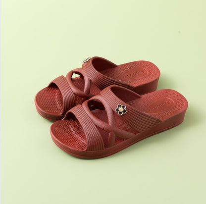 Casual Non Slip Thick Soled Slippers With A Comfortable Outdoor Atmosphere Style 328 Wine Red - D&A