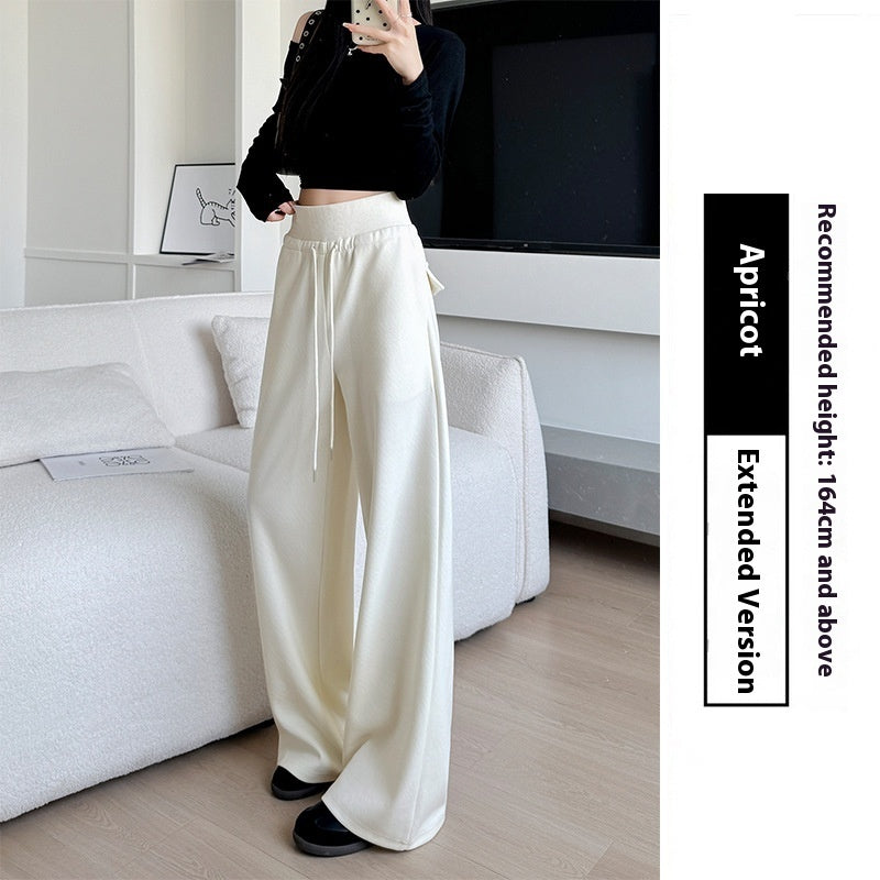 Loose Drooping Straight-leg Pants Sweatpants High Waist Slimming American Wide Leg Pants Apricot Lengthened - D&A
