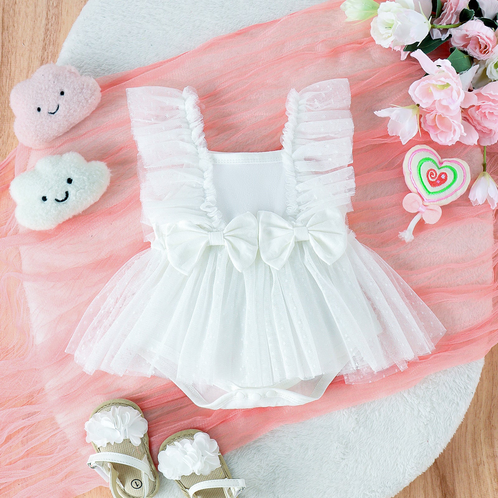 Jumpsuit Baby Net Skirt Princess Poris Dress Baby Skirt Baby Body Pants Jumpsuit Beige - D&A