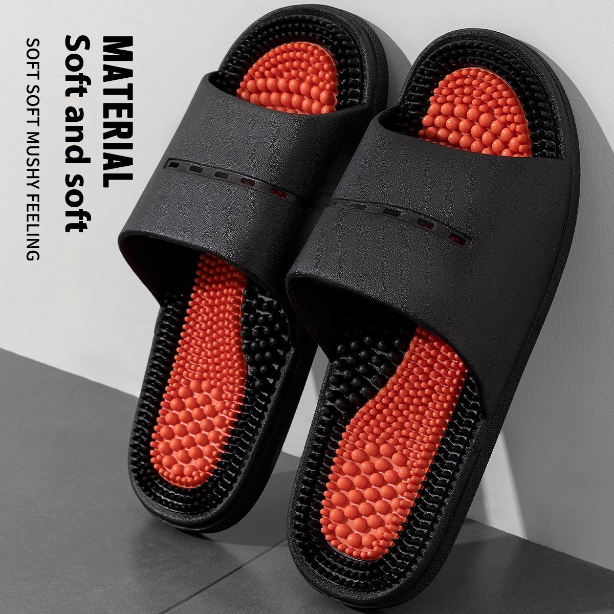 Ball Massage Sandals Bathroom Bath Non-slip Wear-resistant Anti-slip Bath Mat Pedicure Black543 - D&A