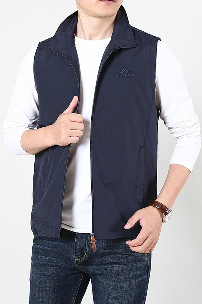 Niandun Spring Vest Men's Thin Waistcoat Vest Blue - D&A