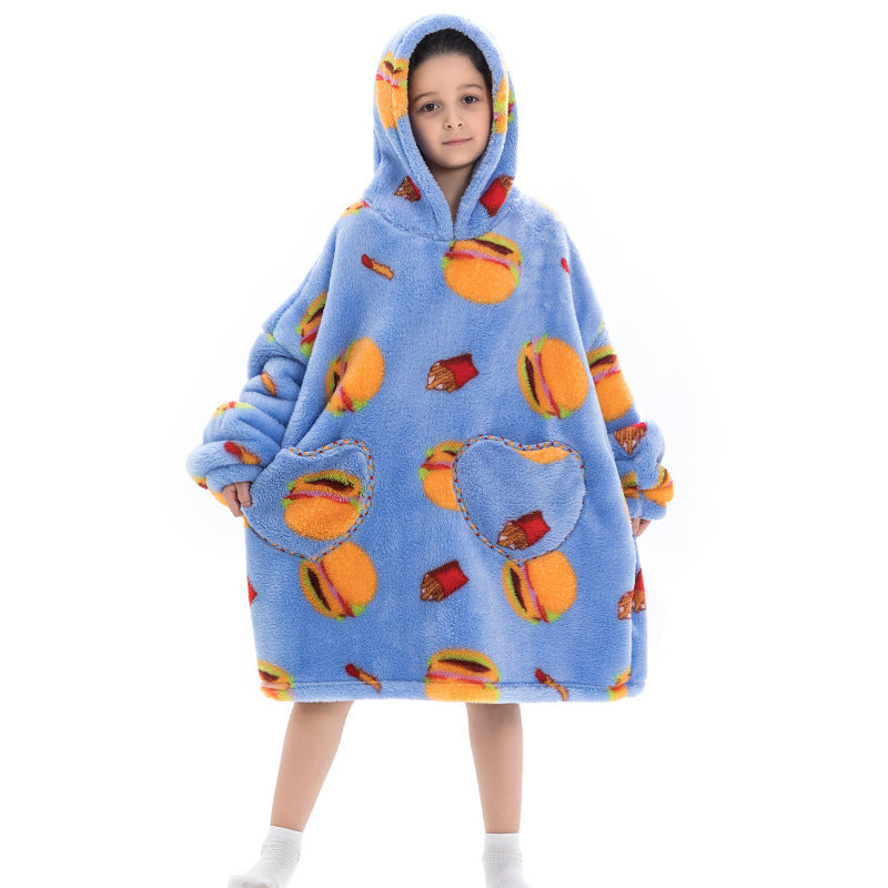 Oversized Thermal Sweatshirt Lazy Sweatshirt Kids Hamburger warm clothes One size - D&A