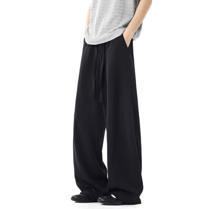 Men's Spring And Summer Stitching Draping Casual Suit Pants Black - D&A