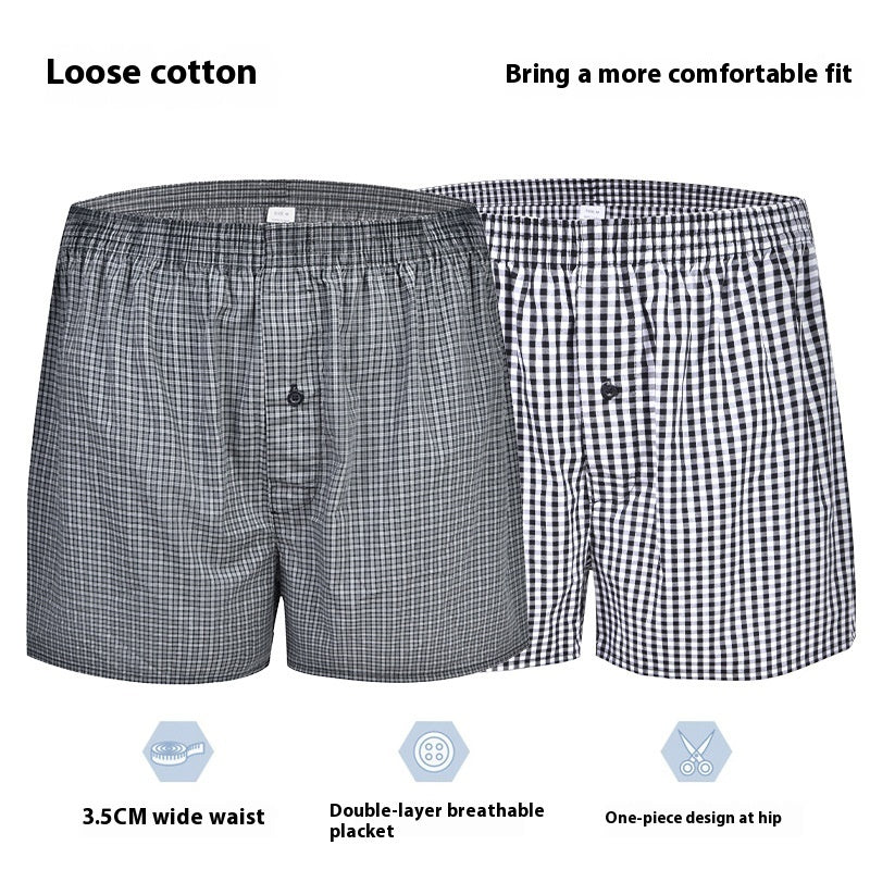 Men's Casual Loose Home Pants Plaid Shorts - D&A