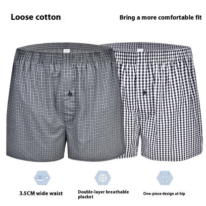 Men's Casual Loose Home Pants Plaid Shorts - D&A