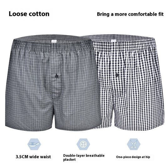 Men's Casual Loose Home Pants Plaid Shorts - D&A