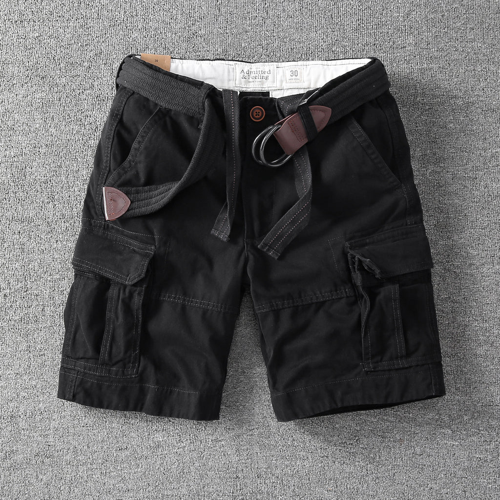 Retro Heavy Casual Overalls Pants Black Without Belt - D&A