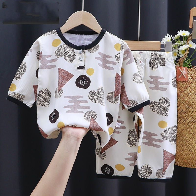 Summer Clothes Cotton Silk Air-conditioning Clothes Baby Clothes Palm tree - D&A