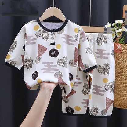 Summer Clothes Cotton Silk Air-conditioning Clothes Baby Clothes Palm tree - D&A