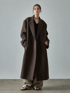 Loose And Lazy Style Thickened Woolen Coat Brown - D&A