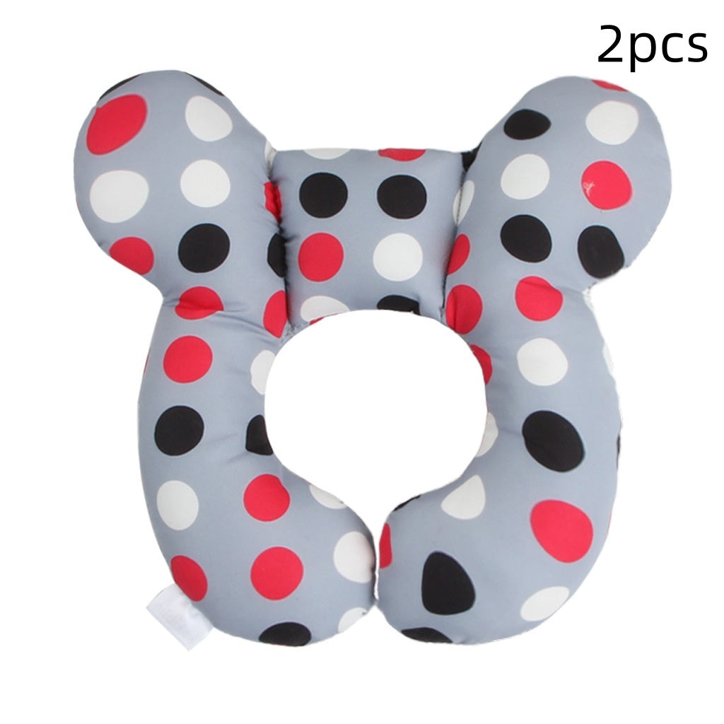 Infant Pillow Baby Bed U-Shaped Safety Seat Neck Guard Fixed Stereotyped Stroller Pillow Color dots 2pcs OPP - D&A