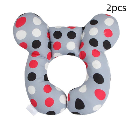 Infant Pillow Baby Bed U-Shaped Safety Seat Neck Guard Fixed Stereotyped Stroller Pillow Color dots 2pcs OPP - D&A