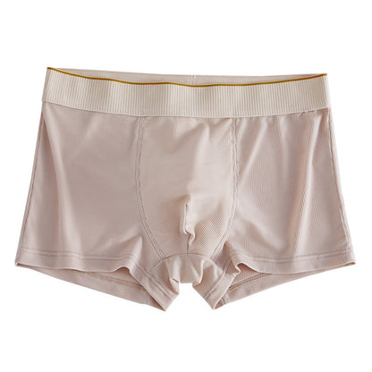 Ice Silk Stripes Men's Boxers Comfortable And Breathable Apricot - D&A
