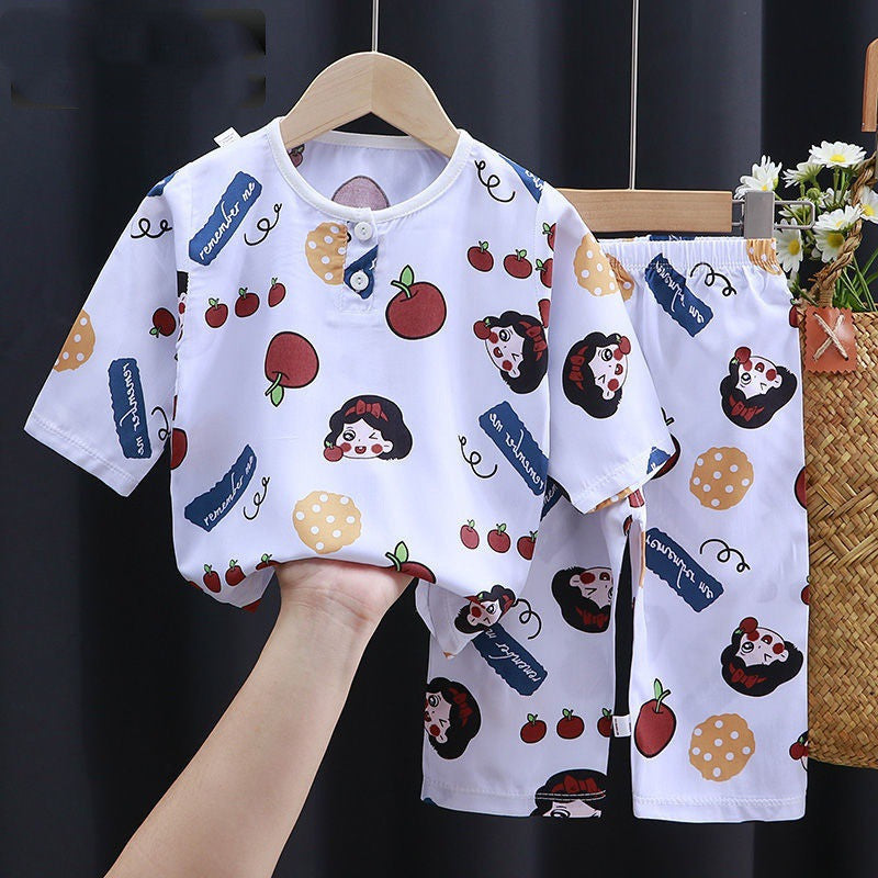 Summer Clothes Cotton Silk Air-conditioning Clothes Baby Clothes Girl on white - D&A