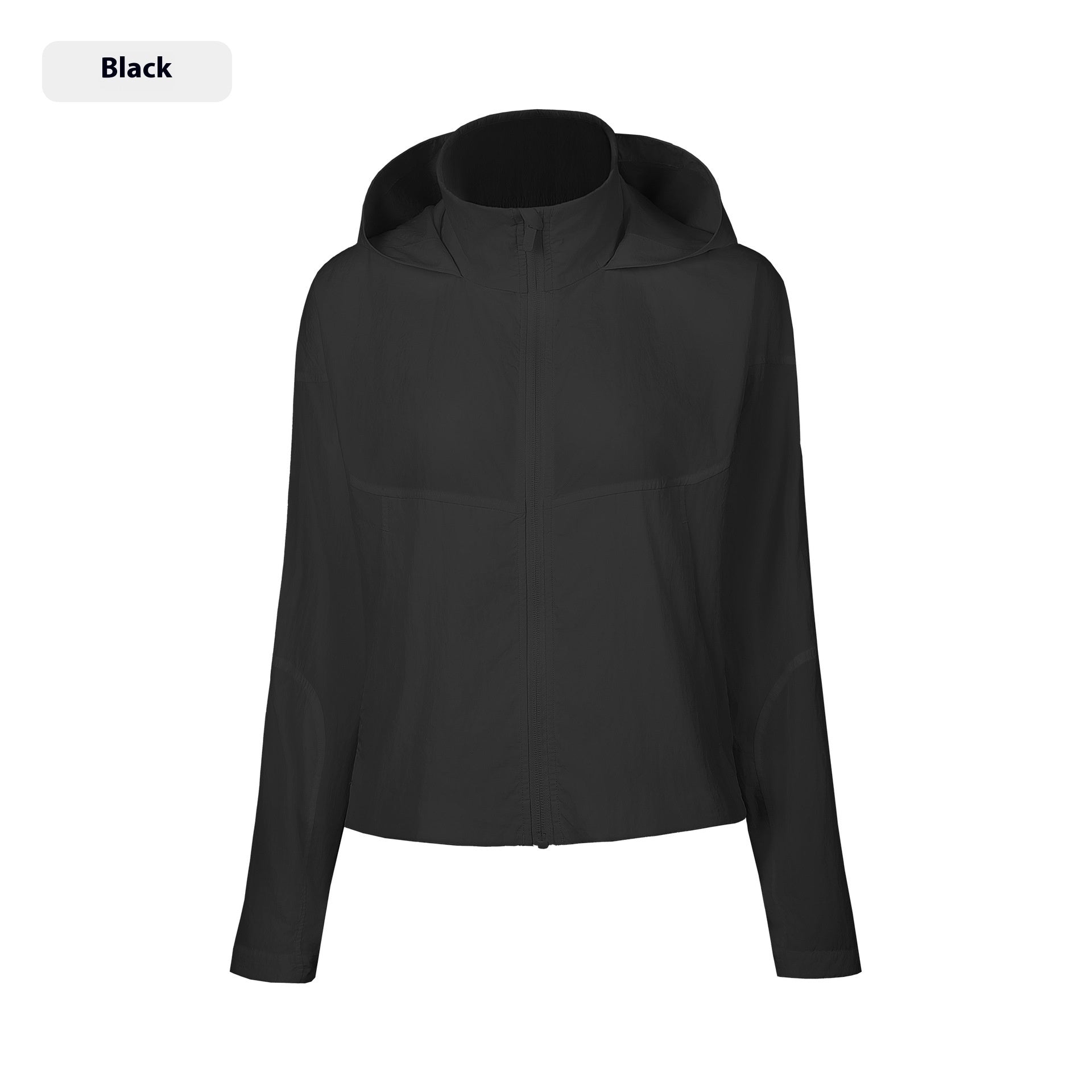 Lightweight Quick-drying Breathable Women's Hooded Long Sleeve Coat Black - D&A