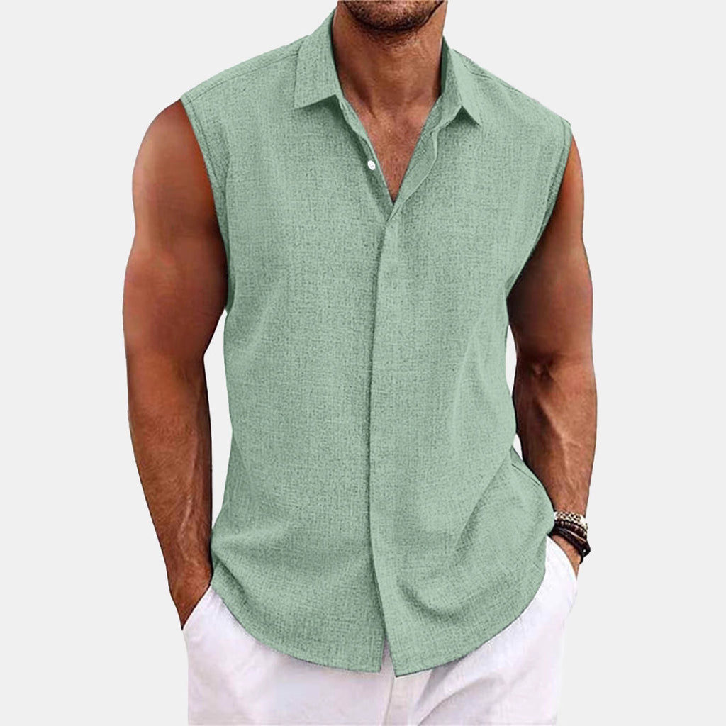 Lapel Beach Sleeveless Shirt - D&A