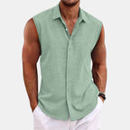 Lapel Beach Sleeveless Shirt - D&A