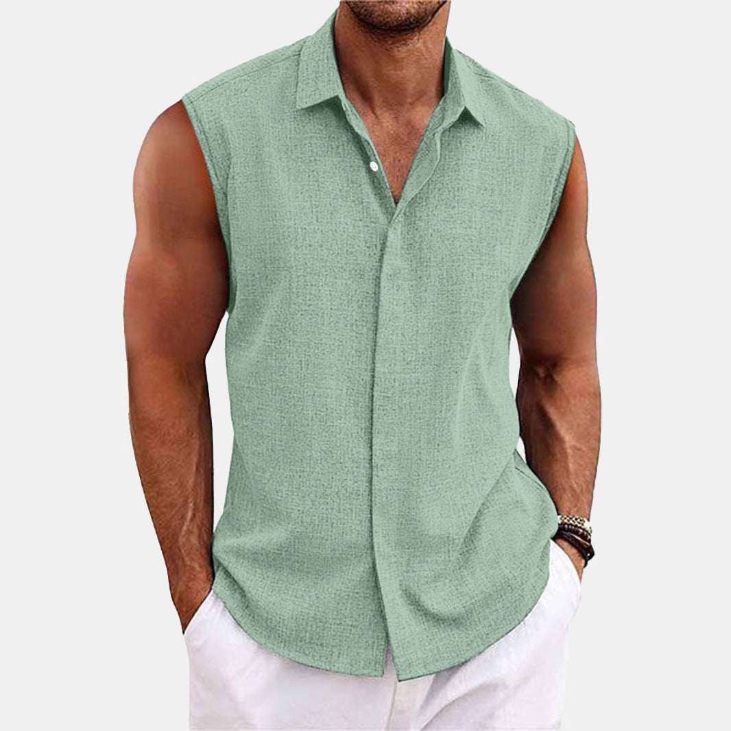 Lapel Beach Sleeveless Shirt - D&A