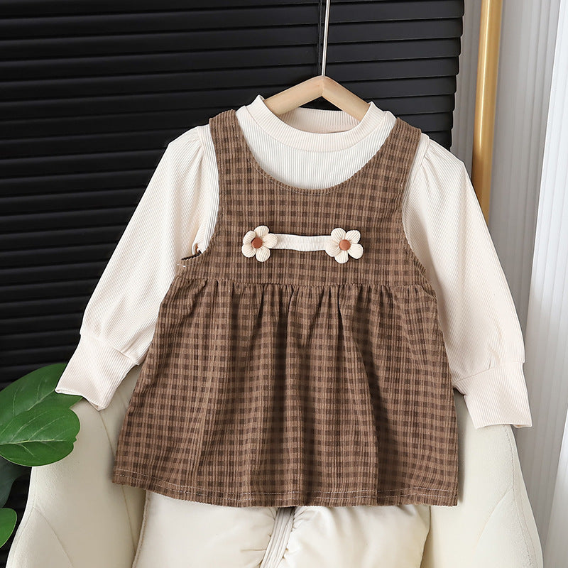 Baby Girl Round-neck Long-sleeved Dress Suit - D&A