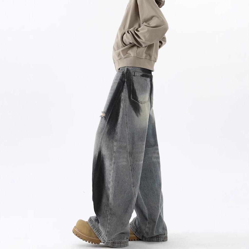 Men's American-style Splash-ink Ripped Machete Jeans - D&A