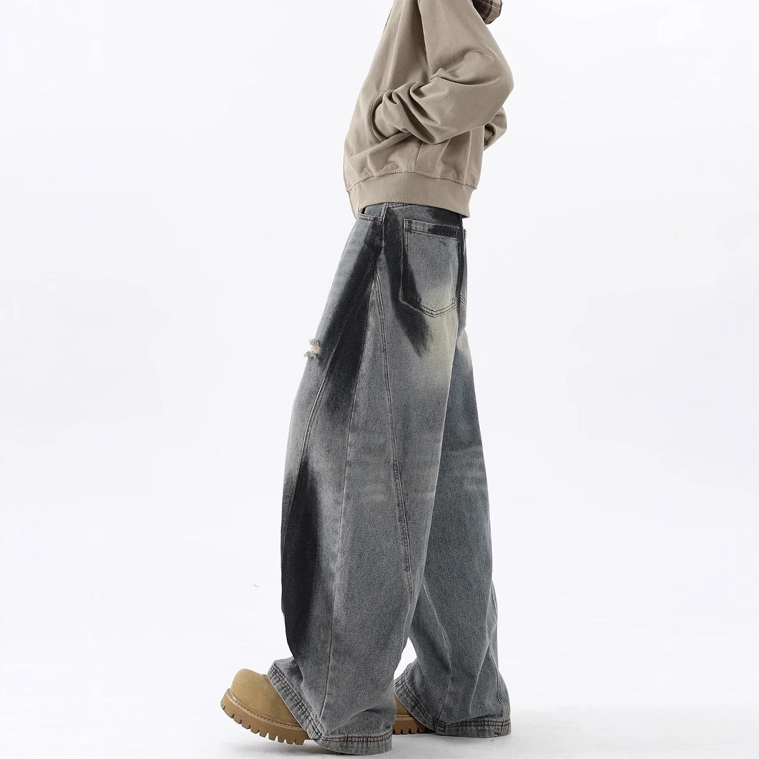 Men's American-style Splash-ink Ripped Machete Jeans - D&A