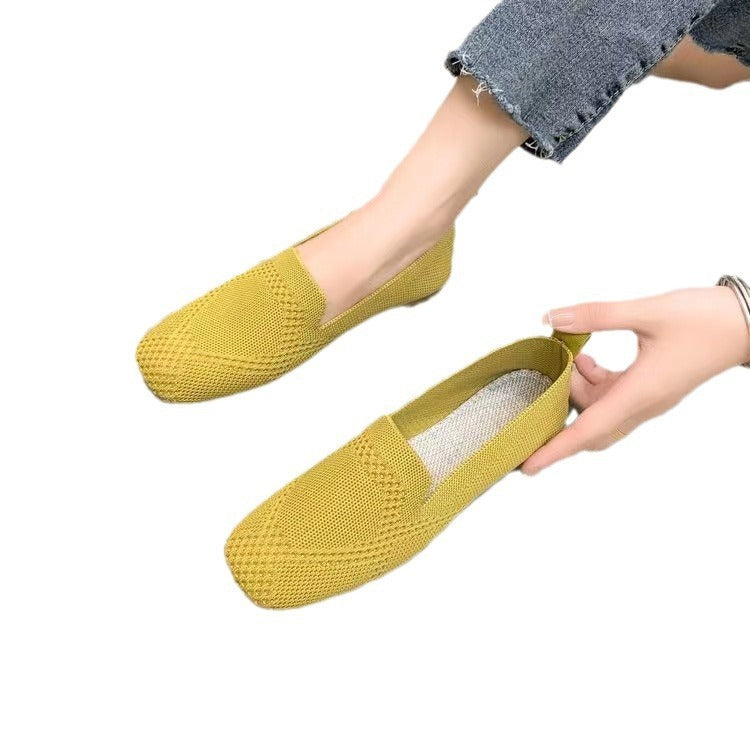 Women's Low-cut Square Toe Flat Bottom Sneaker - D&A