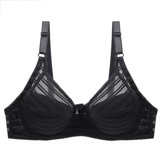 Striped Plus Size Bra Push Up Thin Breathable Bra - D&A