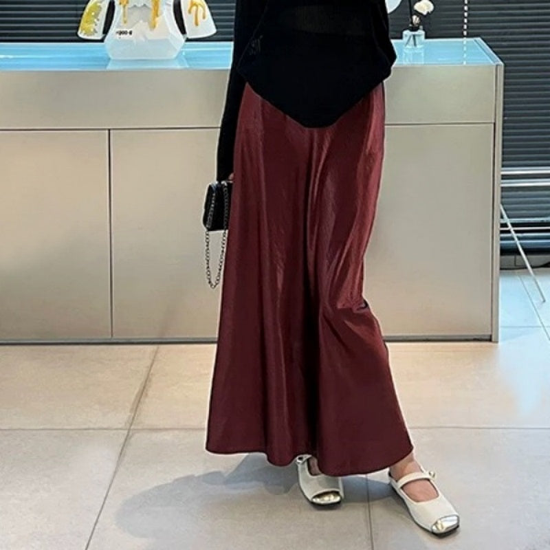 Simple Graceful Draping Acetate Satin Fishtail Skirt For Women - D&A
