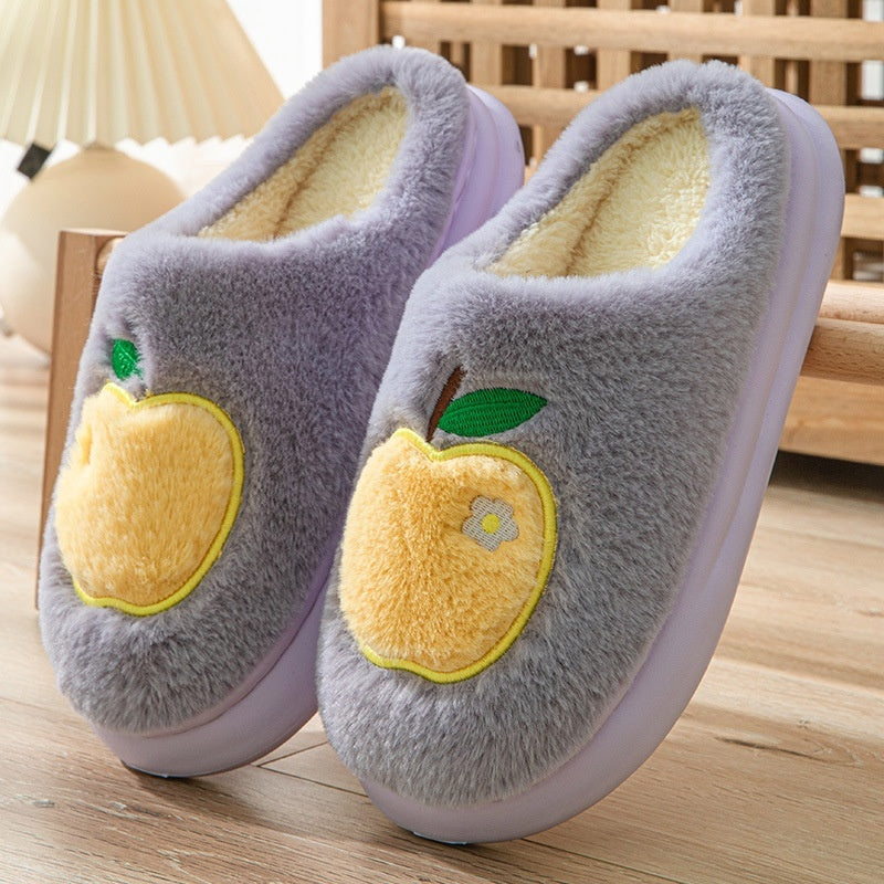 Cotton Slippers Women's Indoor Home Plush Warm Slippers Purple - D&A