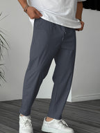 Men's Pure Color Ribbon Pocket Casual Drawstring Trousers - D&A