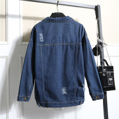 Worn Loose Denim Jacket Women's Long Sleeves - D&A