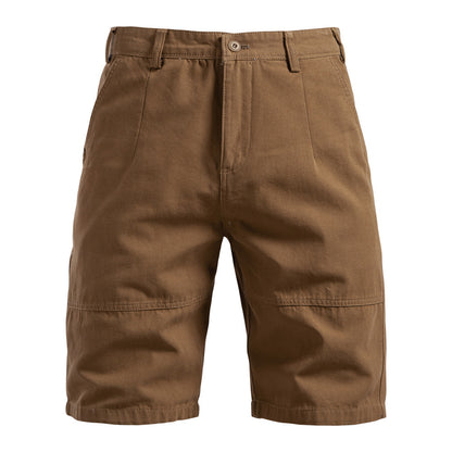 Straight Five-point Pure Color All-matching Workwear Shorts Men Yellowish Brown - D&A