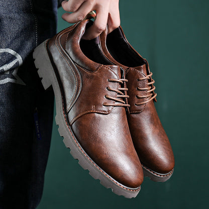 British Style Retro Casual Leather Shoes Men's Casual 3913 Brown - D&A