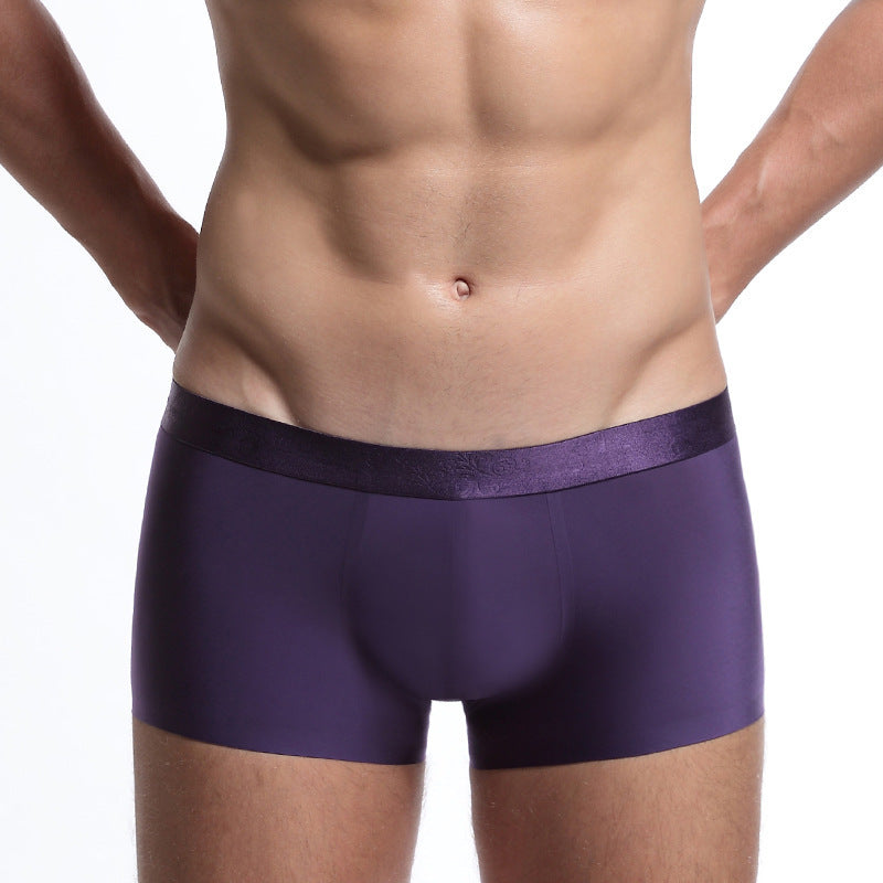 Men's Boxer Briefs Ice Silk Traceless Mid Waist Shorts - D&A